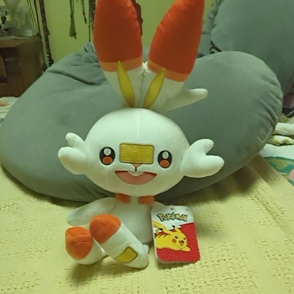 Pokemon Scorbunny Plush - White, Orange, and Yellow